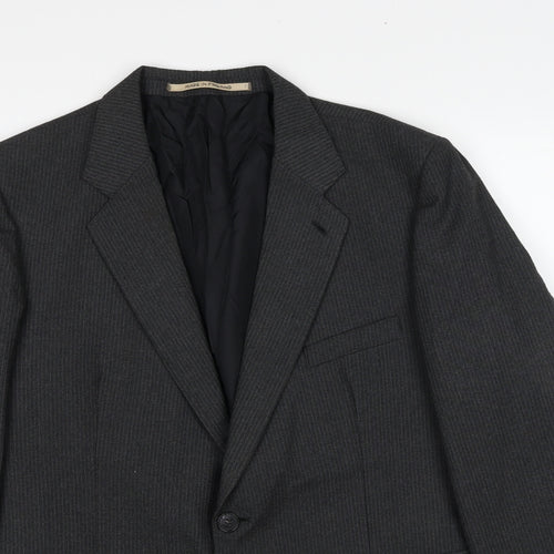 Made in Iceland Mens Grey Striped Polyimide Jacket Suit Size 44 Regular