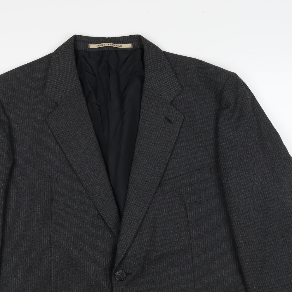 Made in Iceland Mens Grey Striped Polyimide Jacket Suit Size 44 Regular