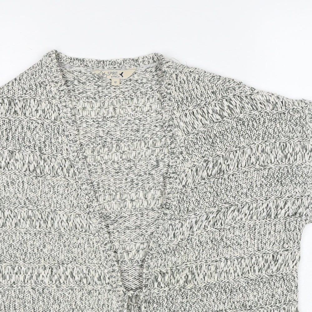 M&Co Womens White V-Neck Cotton Cardigan Jumper Size 12