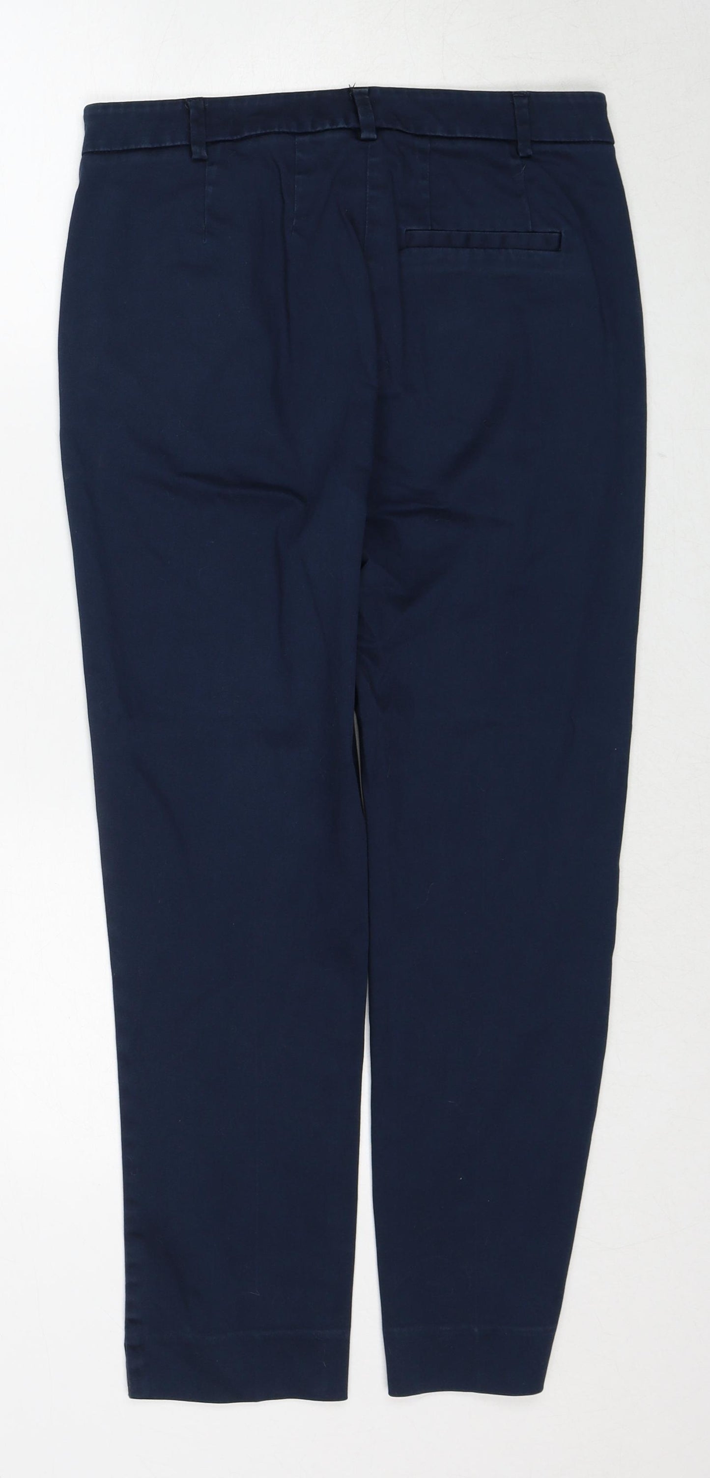 Marks and Spencer Womens Blue Cotton Chino Trousers Size 10 Regular Zip
