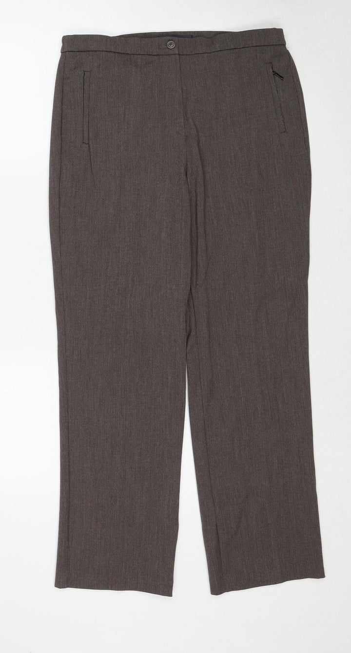 Marks and Spencer Womens Beige Polyester Trousers Size 12 Regular Zip