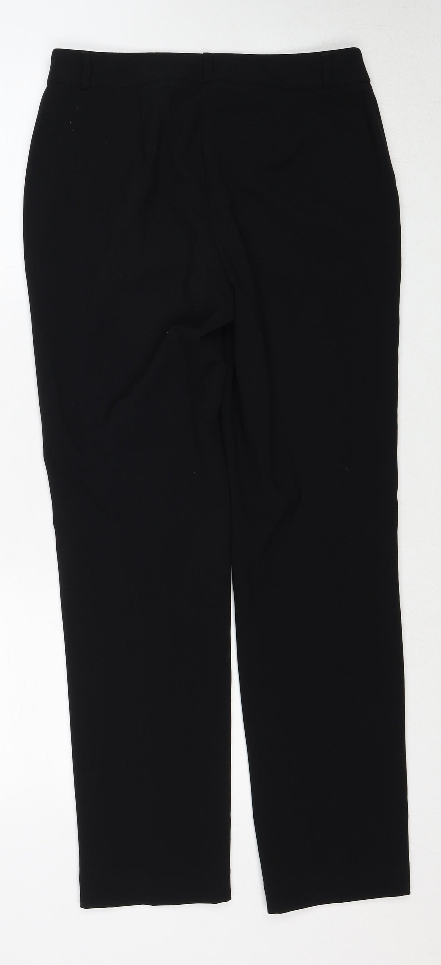 Marks and Spencer Womens Black Polyester Trousers Size 8 Regular Zip