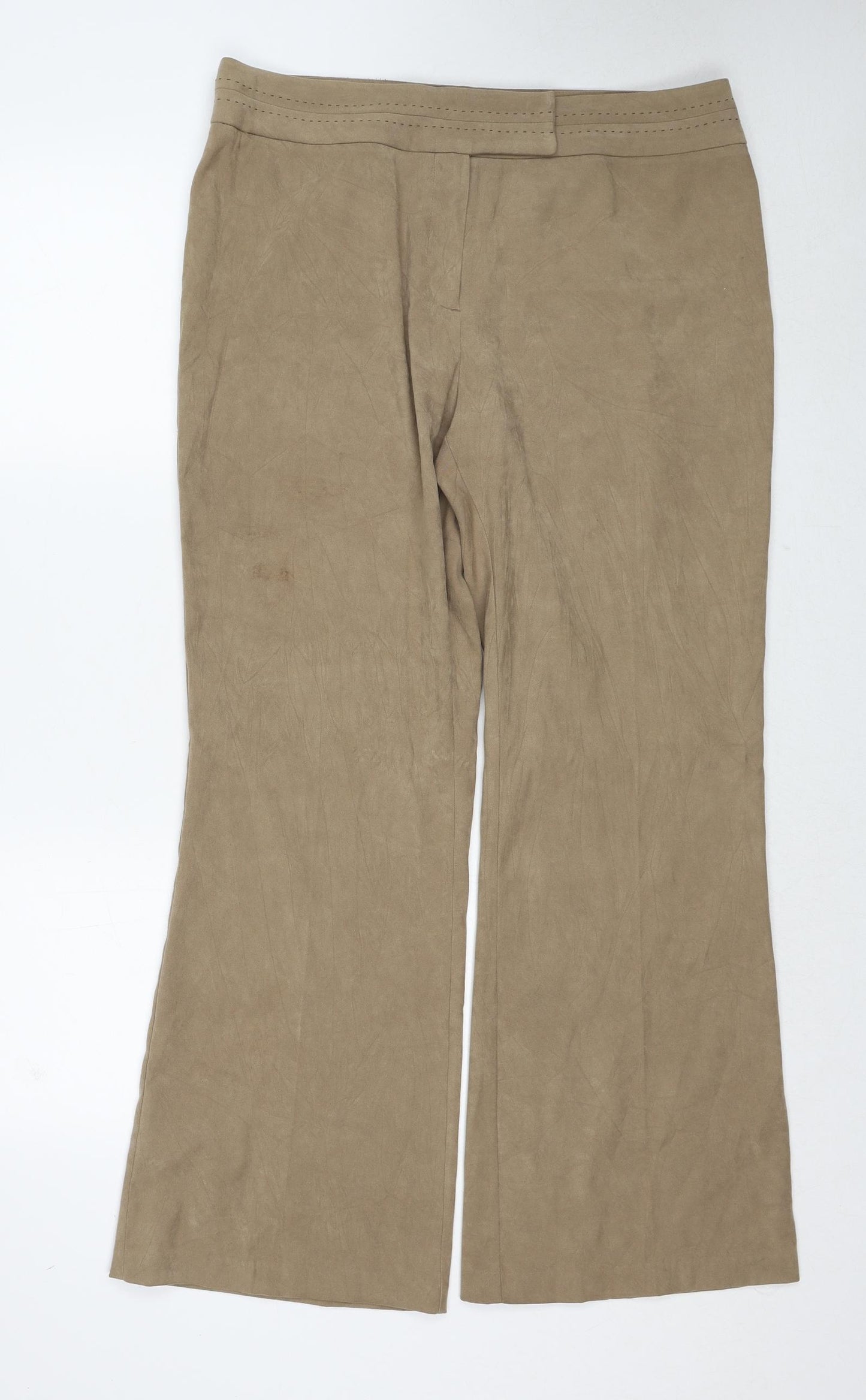 Sarah Hamilton Womens Beige Polyester Trousers Size 16 Regular Zip