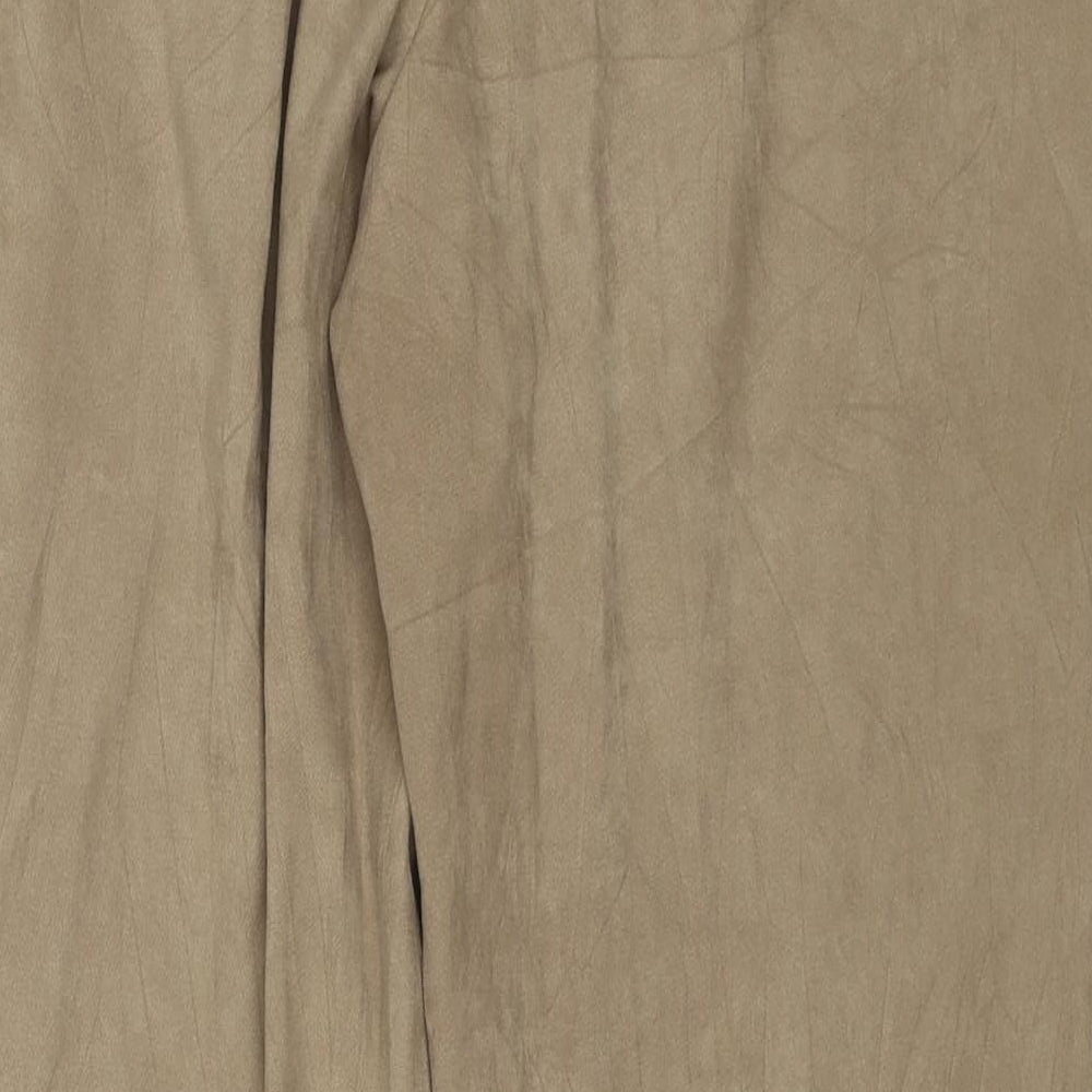 Sarah Hamilton Womens Beige Polyester Trousers Size 16 Regular Zip