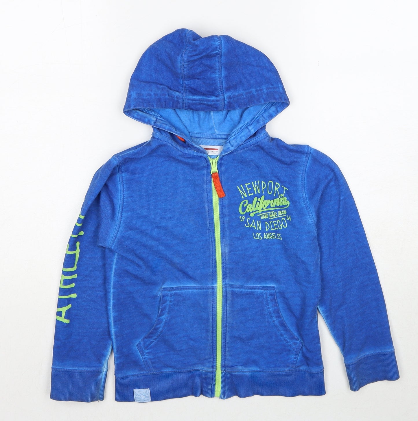 Minoti Boys Blue Cotton Full Zip Hoodie Size 5-6 Years Zip - Newport California