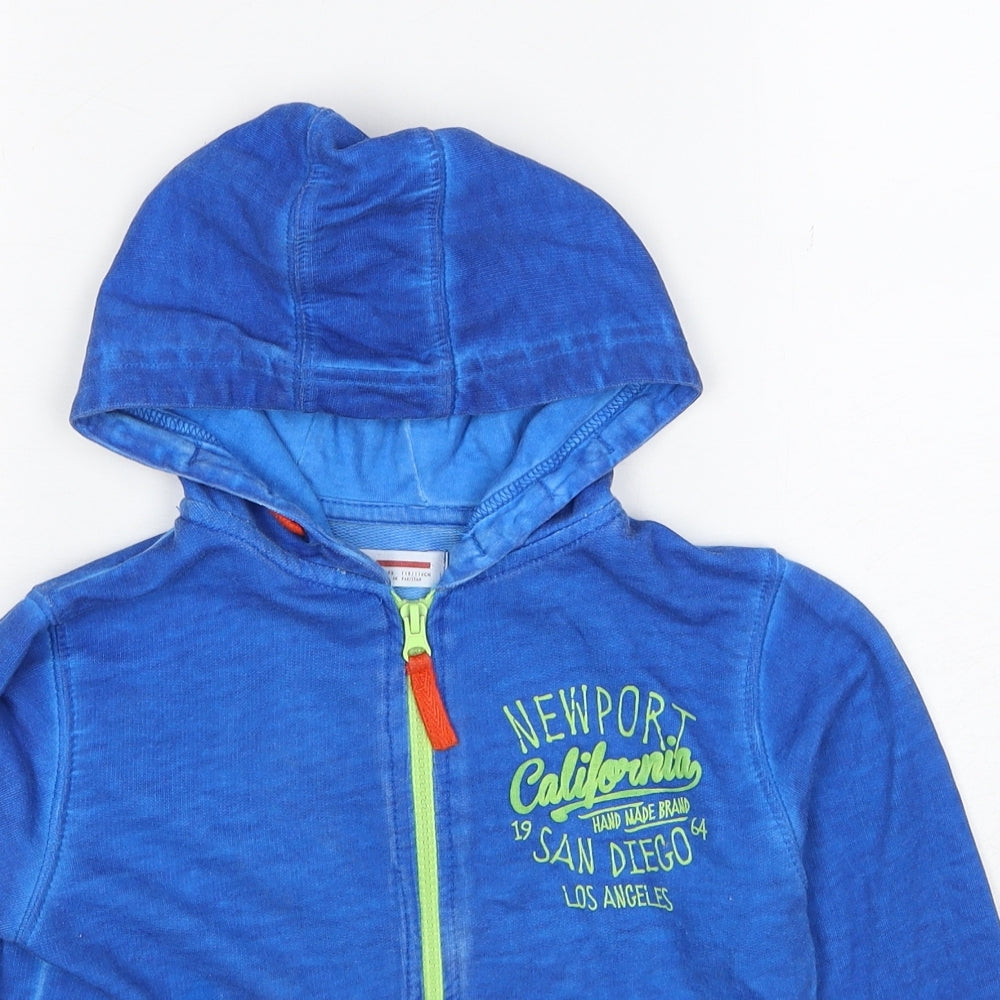 Minoti Boys Blue Cotton Full Zip Hoodie Size 5-6 Years Zip - Newport California