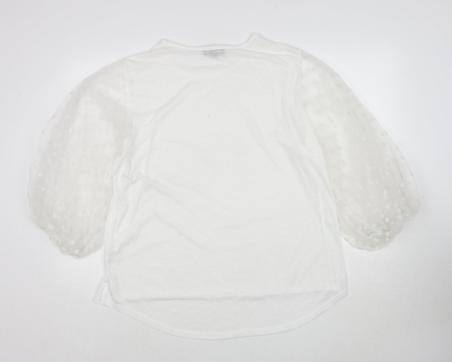 QED London Womens White Polyester Basic Blouse Size L Round Neck