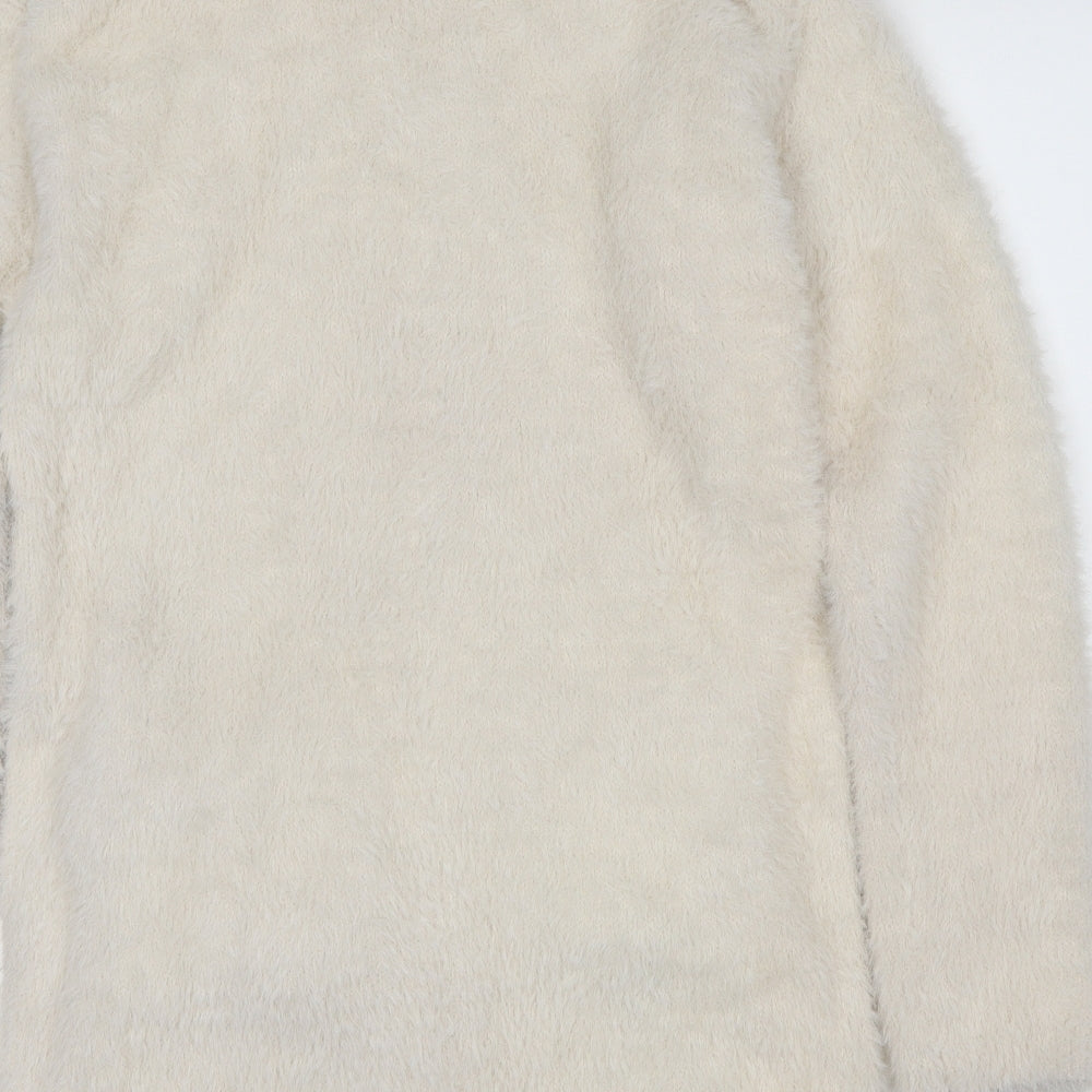 Point Sur Womens White Round Neck Nylon Full Zip Jumper Size 2XS