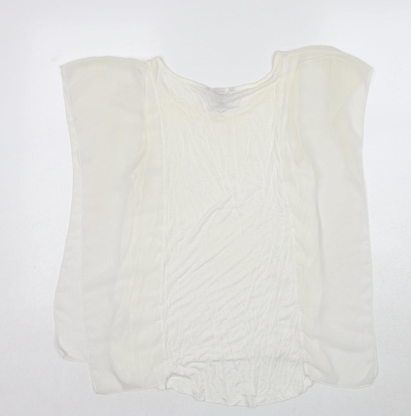 H&M Womens White Viscose Basic Blouse Size S Round Neck