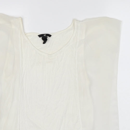 H&M Womens White Viscose Basic Blouse Size S Round Neck