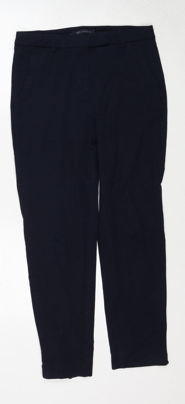 Marks and Spencer Womens Blue Viscose Trousers Size 10 Regular Zip