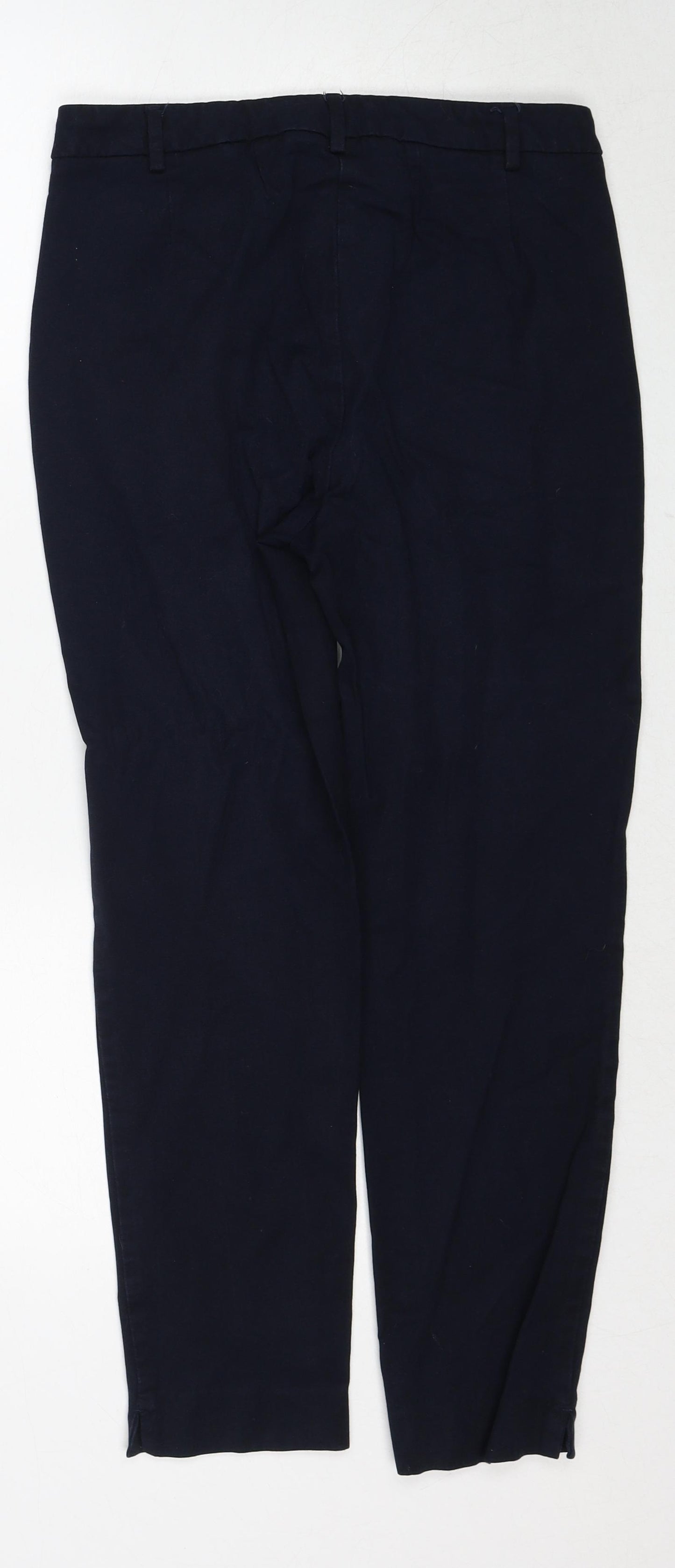 Marks and Spencer Womens Blue Viscose Trousers Size 10 Regular Zip