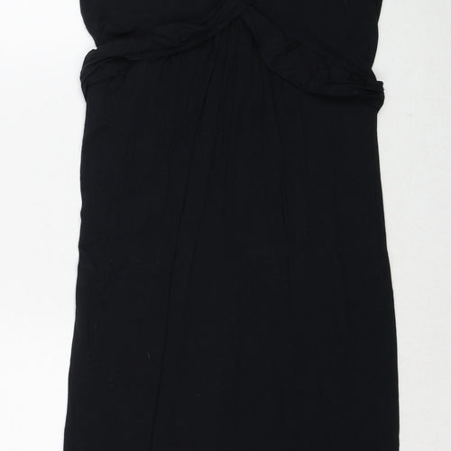 New Look Womens Black Viscose Tank Dress Size 10 V-Neck Pullover