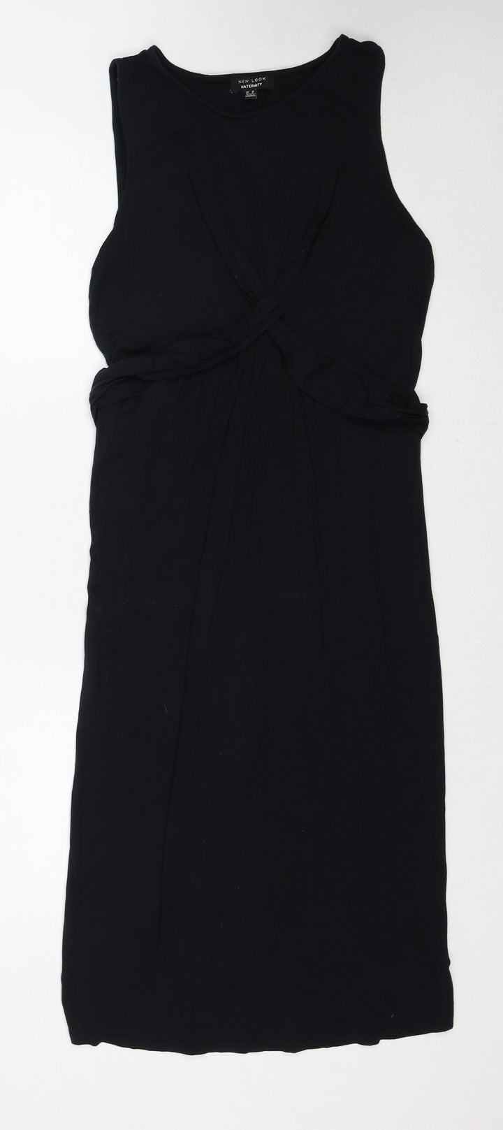 New Look Womens Black Viscose Tank Dress Size 10 V-Neck Pullover