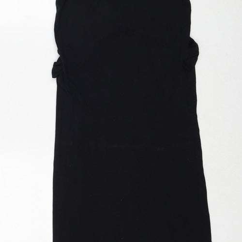 New Look Womens Black Viscose Tank Dress Size 10 V-Neck Pullover