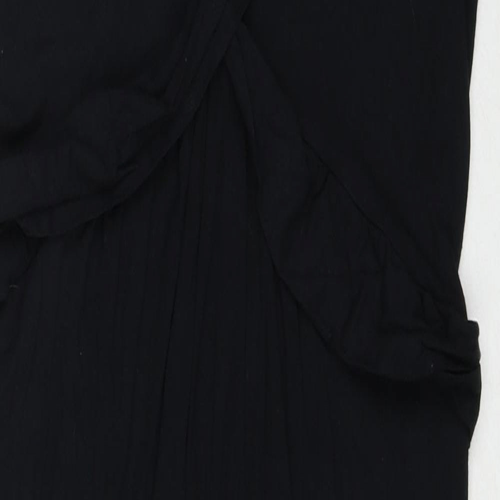 New Look Womens Black Viscose Tank Dress Size 10 V-Neck Pullover