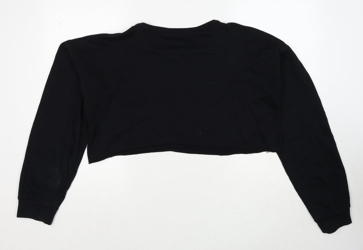 PRETTYLITTLETHING Womens Black Cotton Pullover Sweatshirt Size 16 Pullover