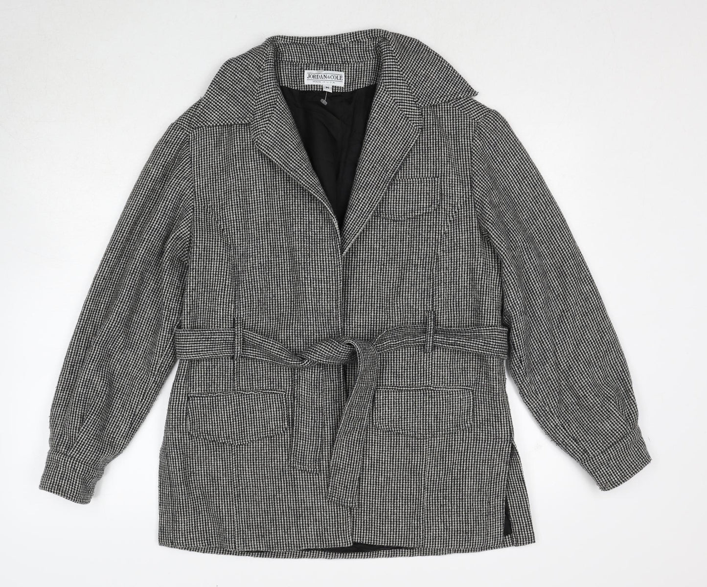 Jordan & Cole Womens Black Geometric Jacket Size M Tie