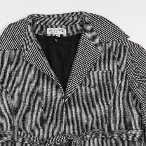 Jordan & Cole Womens Black Geometric Jacket Size M Tie
