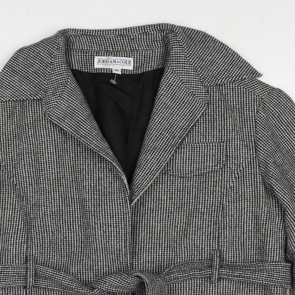 Jordan & Cole Womens Black Geometric Jacket Size M Tie