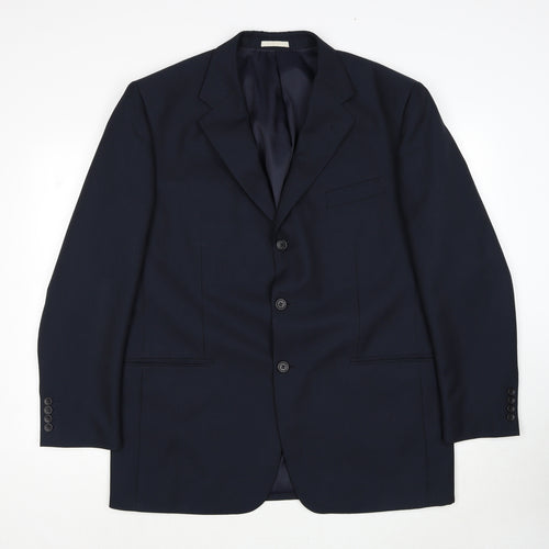 GreenWoods Mens Blue Polyester Jacket Suit Jacket Size 44 Regular