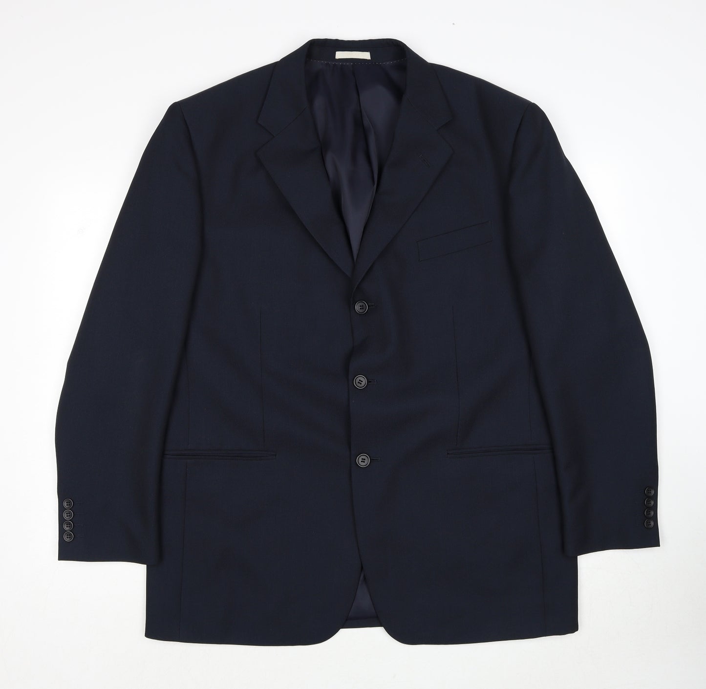 GreenWoods Mens Blue Polyester Jacket Suit Jacket Size 44 Regular
