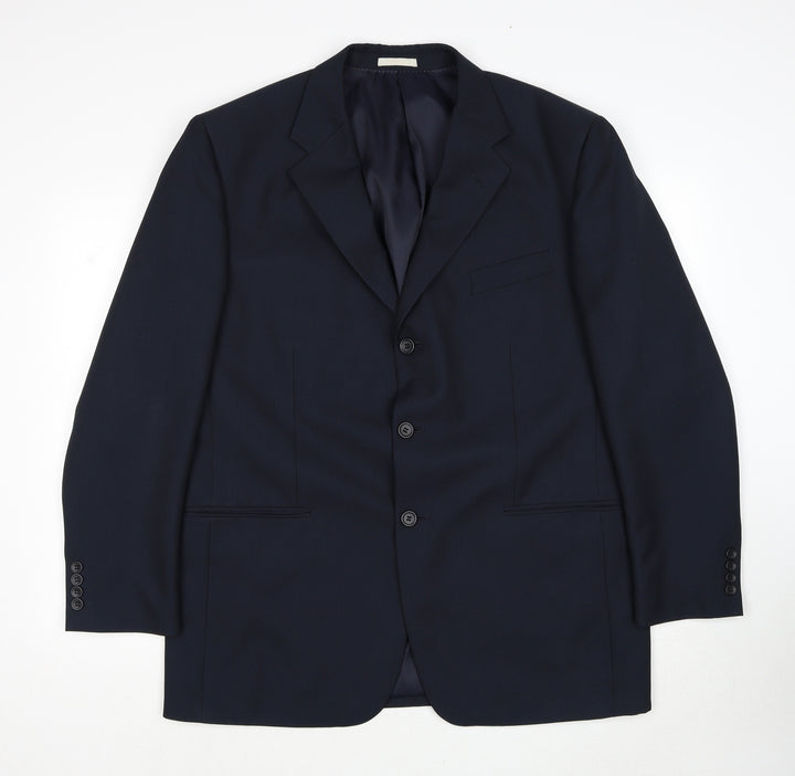 GreenWoods Mens Blue Polyester Jacket Suit Jacket Size 44 Regular