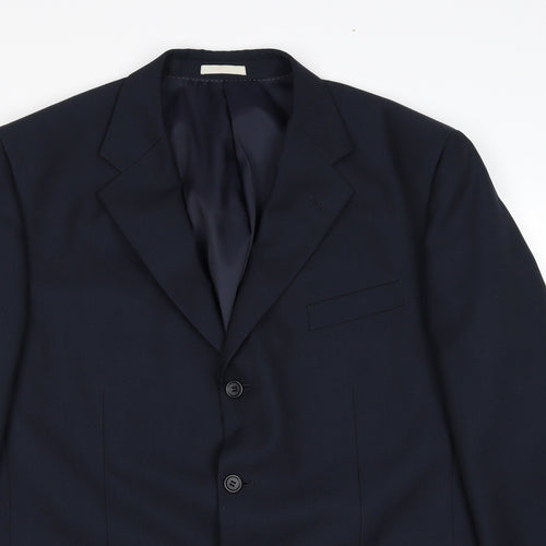 GreenWoods Mens Blue Polyester Jacket Suit Jacket Size 44 Regular