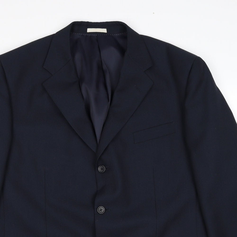 GreenWoods Mens Blue Polyester Jacket Suit Jacket Size 44 Regular