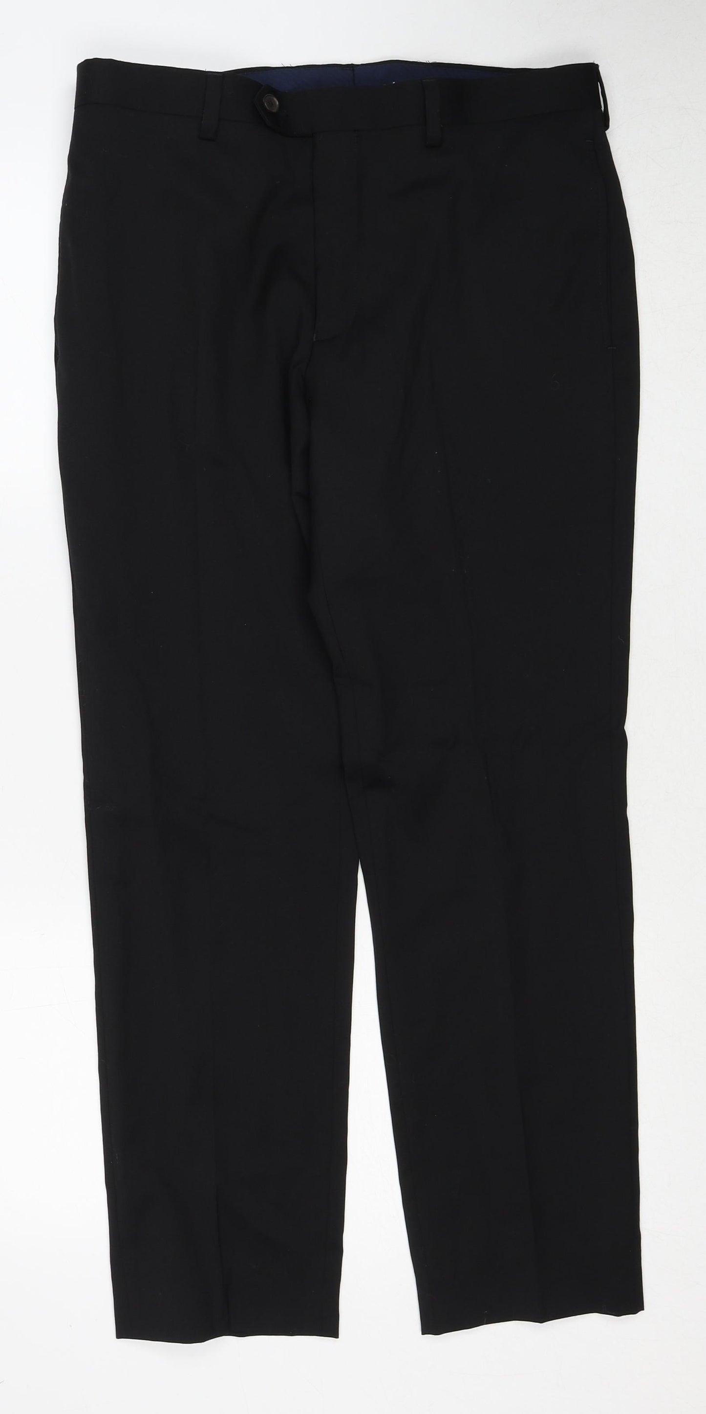 NEXT Mens Black Wool Dress Pants Trousers Size 32 in L33 in Regular Zip