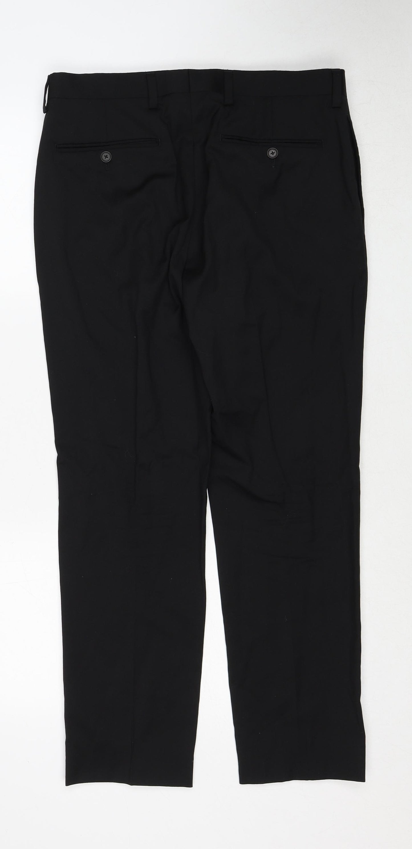 NEXT Mens Black Wool Dress Pants Trousers Size 32 in L33 in Regular Zip