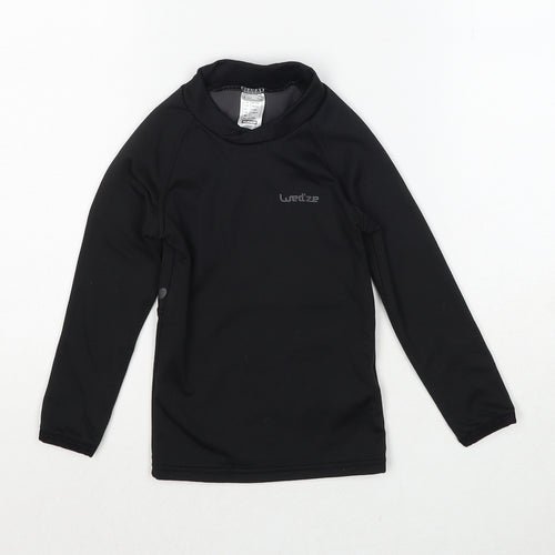 DECATHLON Boys Black Polyester Pullover T-Shirt Size 4 Years Mock Neck Pullover