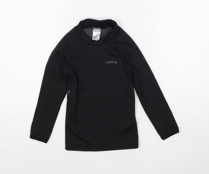 DECATHLON Boys Black Polyester Pullover T-Shirt Size 4 Years Mock Neck Pullover