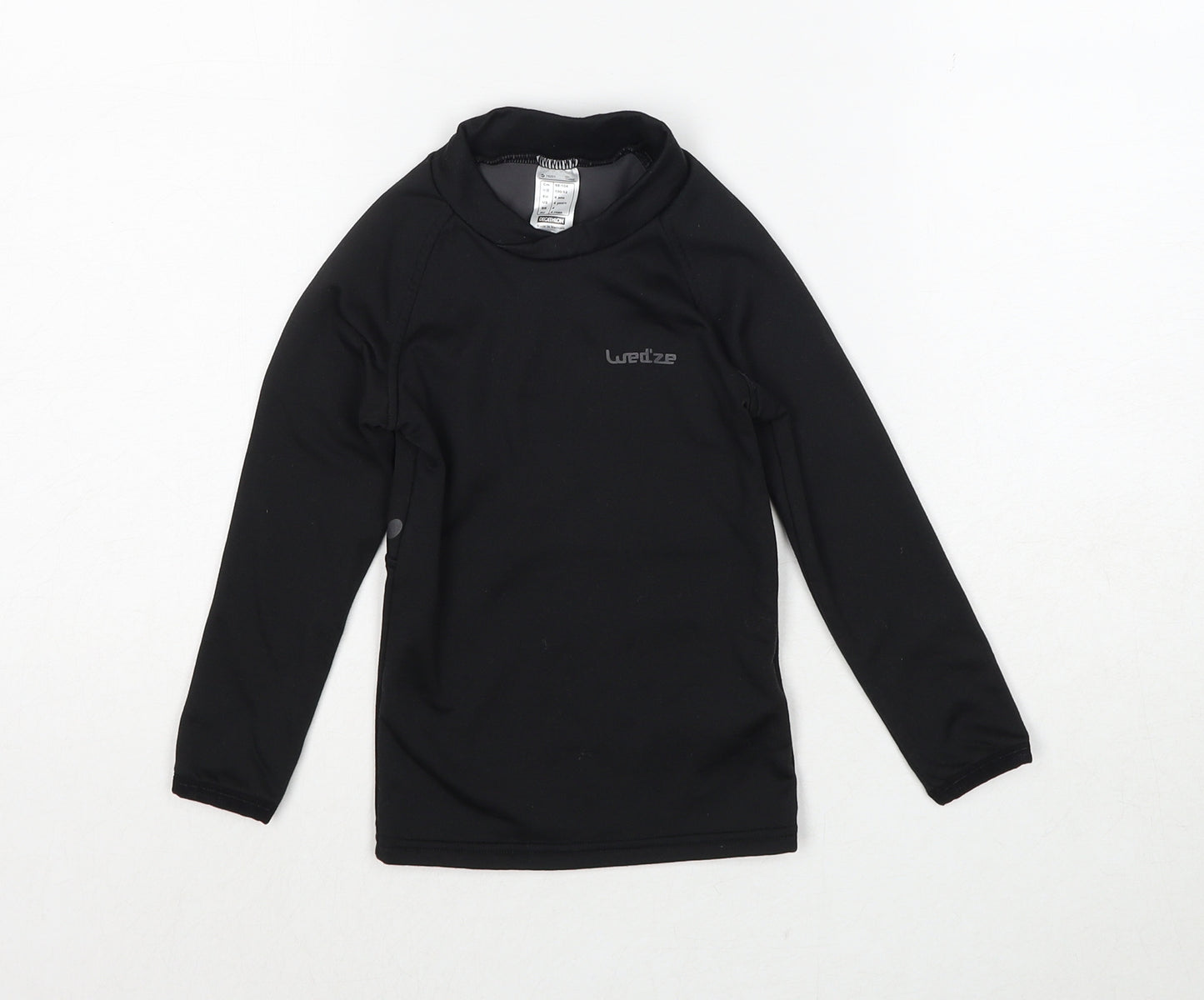 DECATHLON Boys Black Polyester Pullover T-Shirt Size 4 Years Mock Neck Pullover