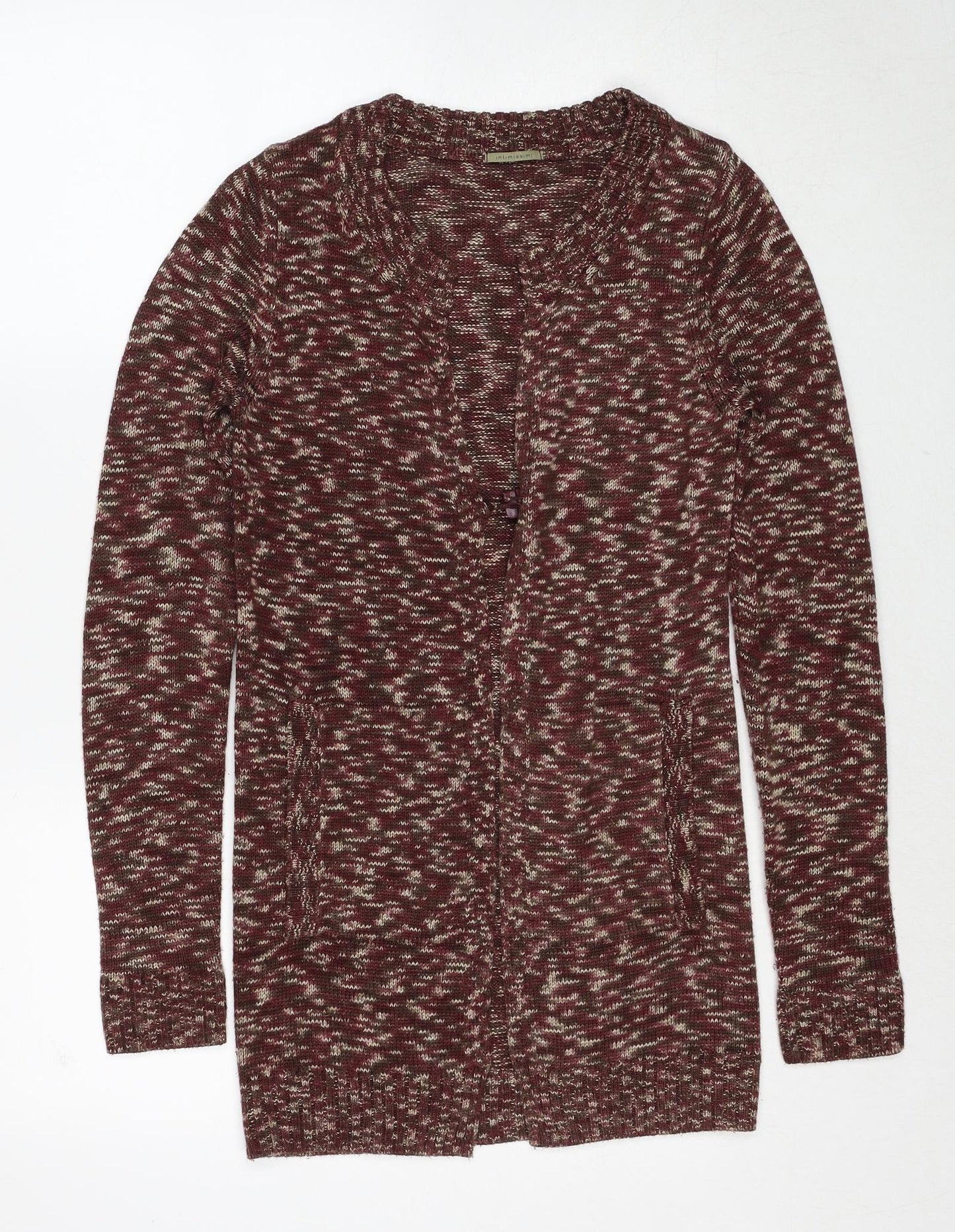 Intimissimi Womens Red V-Neck Geometric Polyester Cardigan Jumper Size S