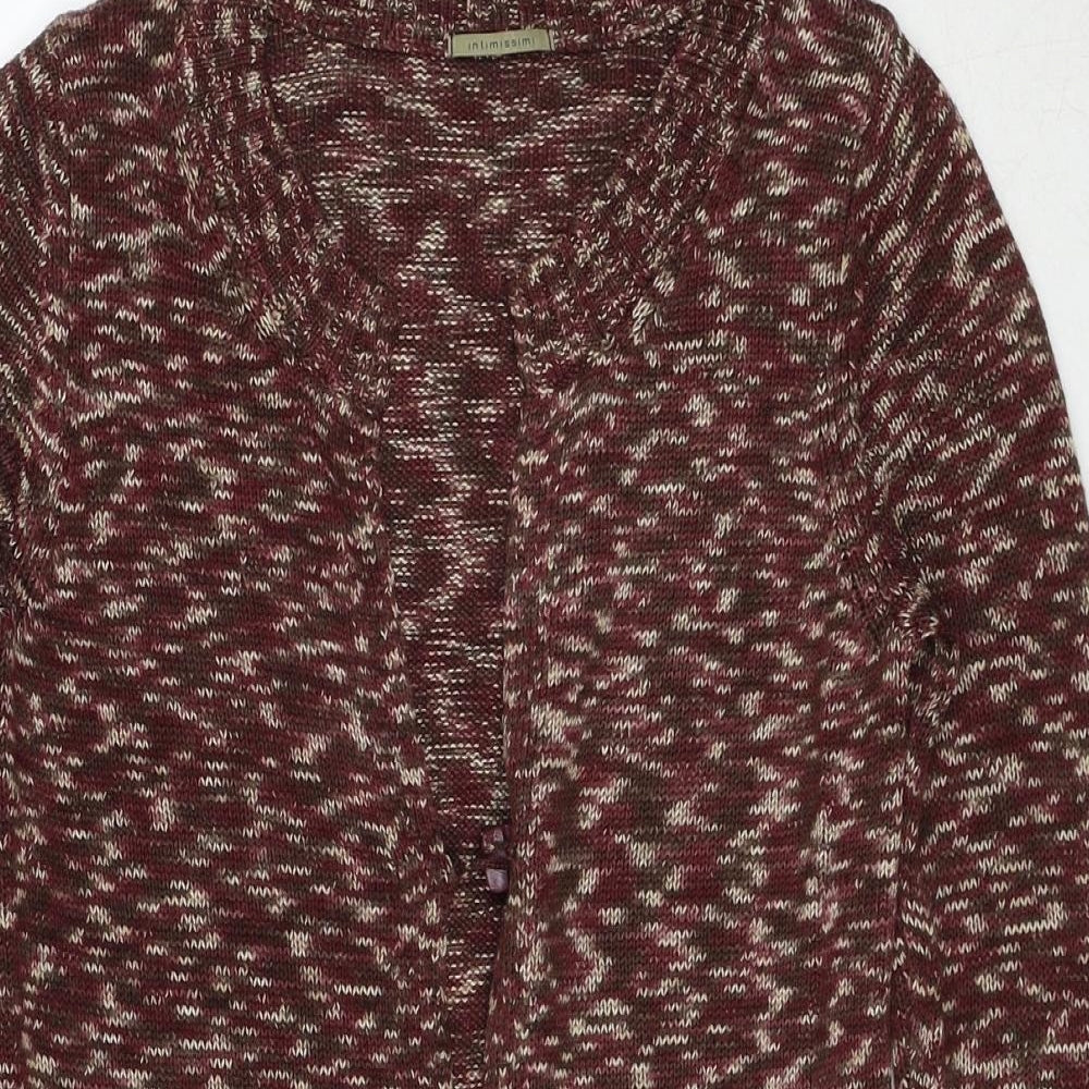 Intimissimi Womens Red V-Neck Geometric Polyester Cardigan Jumper Size S