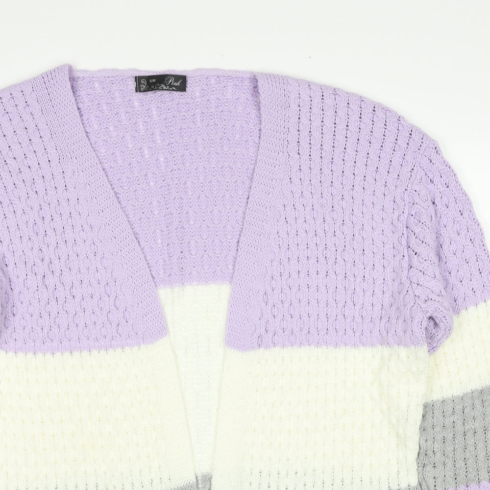PINK Womens Purple V-Neck Acrylic Cardigan Jumper Size S