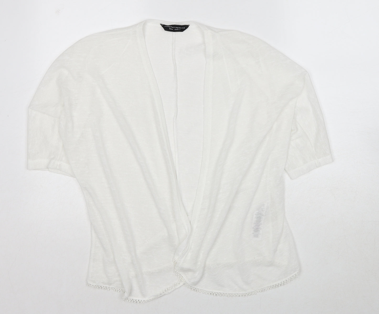 Dorothy Perkins Womens White V-Neck Polyester Cardigan Jumper Size S