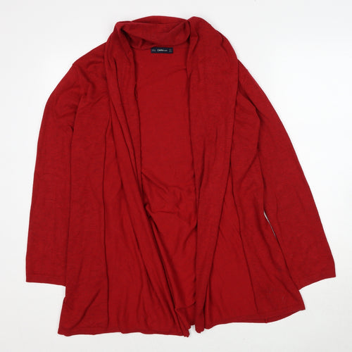 Zara Womens Red V-Neck Viscose Cardigan Jumper Size S