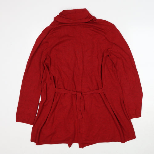 Zara Womens Red V-Neck Viscose Cardigan Jumper Size S