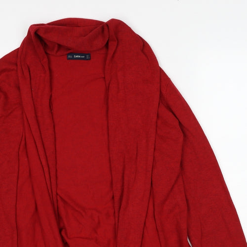 Zara Womens Red V-Neck Viscose Cardigan Jumper Size S