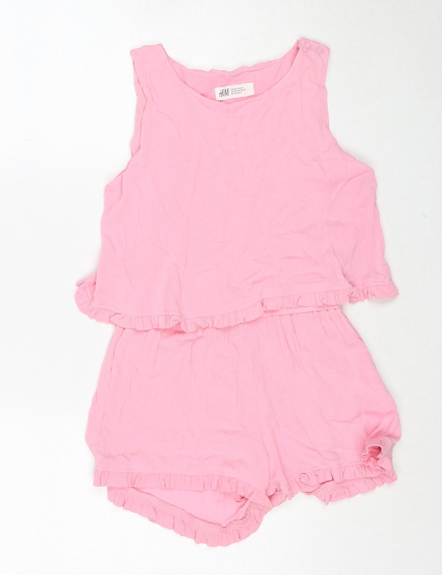 H&M Girls Pink Polyester Playsuit One-Piece Size 8-9 Years Pullover