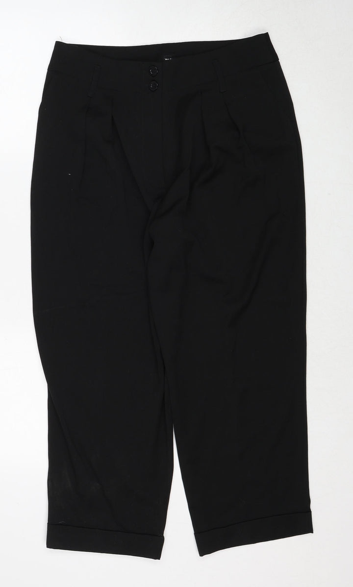 Warehouse Womens Black Polyester Trousers Size 16 Regular Zip