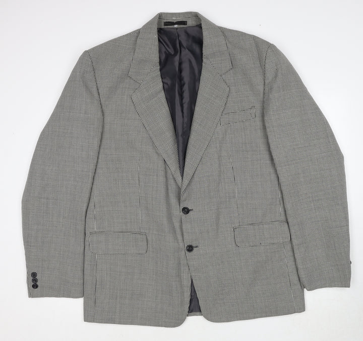 JP Careerwear Mens Grey Geometric Polyester Jacket Suit Jacket Size 44 Regular