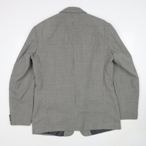 JP Careerwear Mens Grey Geometric Polyester Jacket Suit Jacket Size 44 Regular