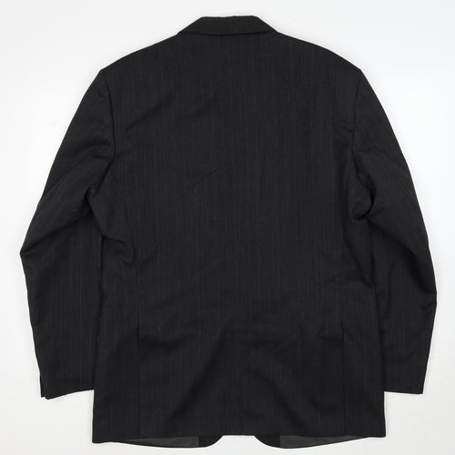 Greenwoods Mens Grey Striped Polyester Jacket Suit Jacket Size 42 Regular