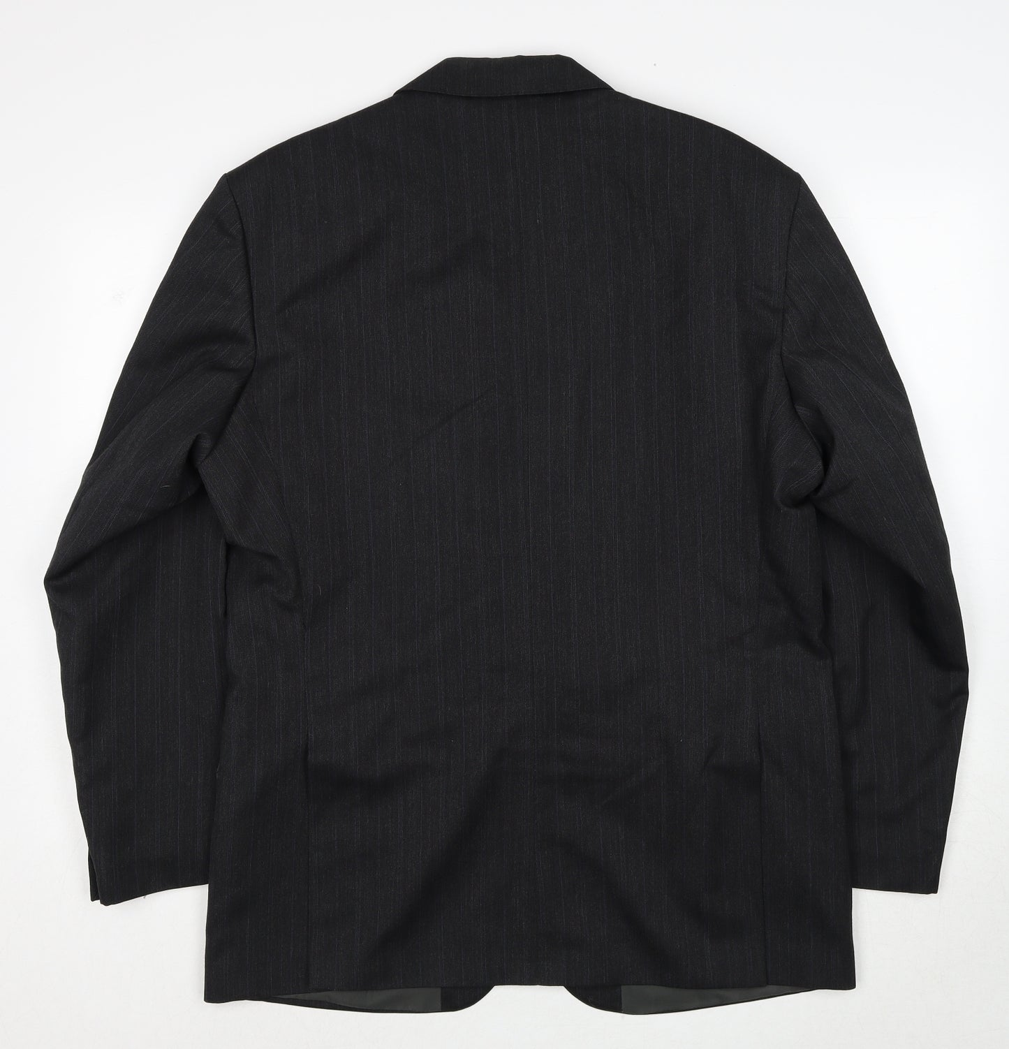 Greenwoods Mens Grey Striped Polyester Jacket Suit Jacket Size 42 Regular