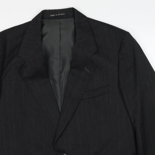 Greenwoods Mens Grey Striped Polyester Jacket Suit Jacket Size 42 Regular