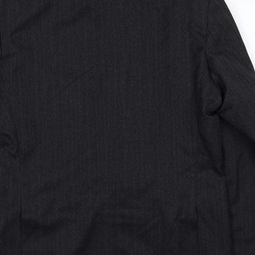 Greenwoods Mens Grey Striped Polyester Jacket Suit Jacket Size 42 Regular