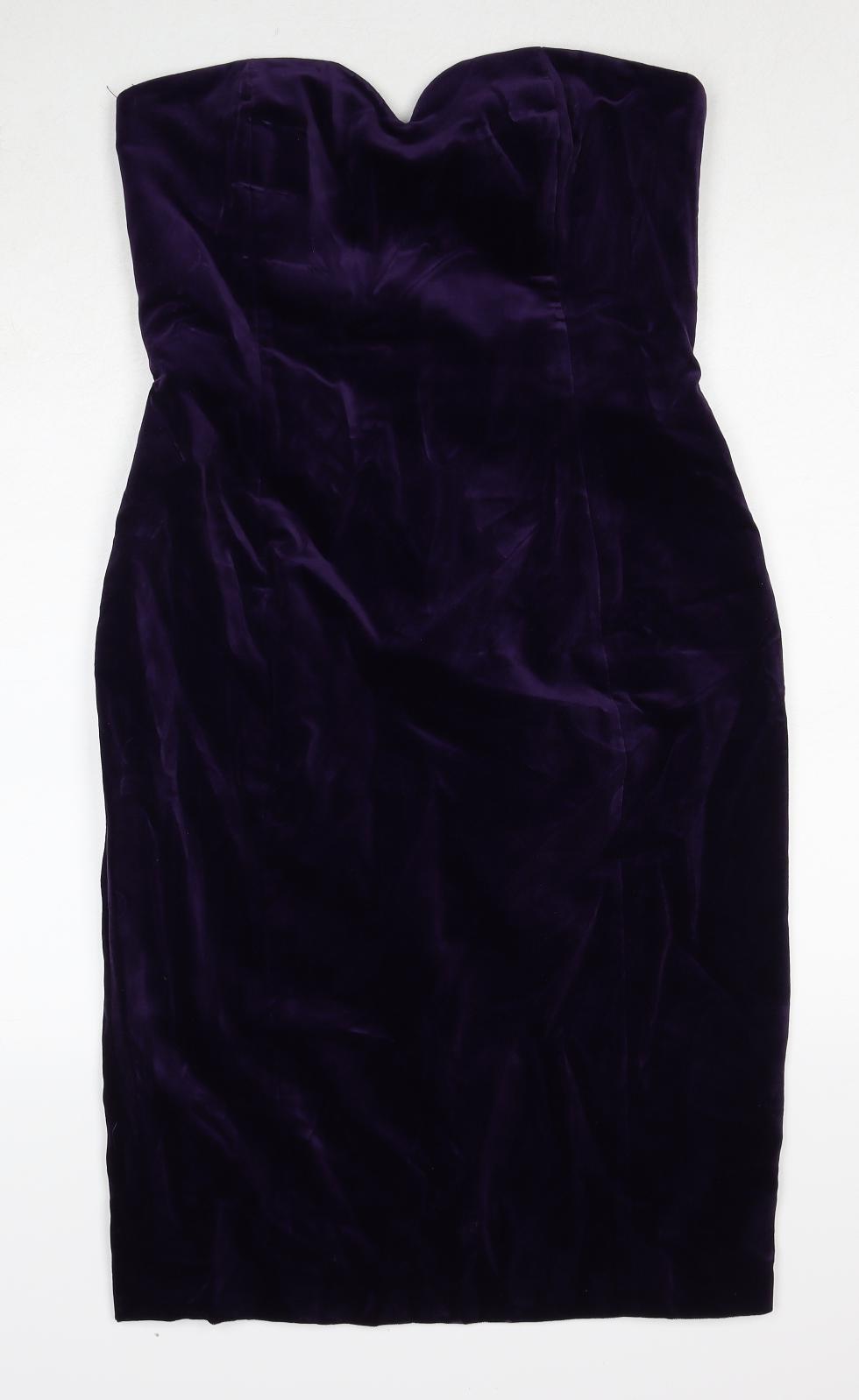 Tharilla Womens Purple Cotton Bodycon Size 14 Sweetheart Zip
